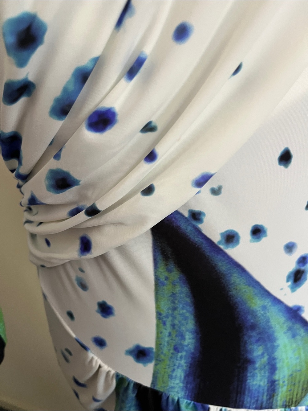 Roberto Cavalli Maxi Dress Tropical Floral Wrap Blue Green and White IT 46 Large - Picture 11 of 13